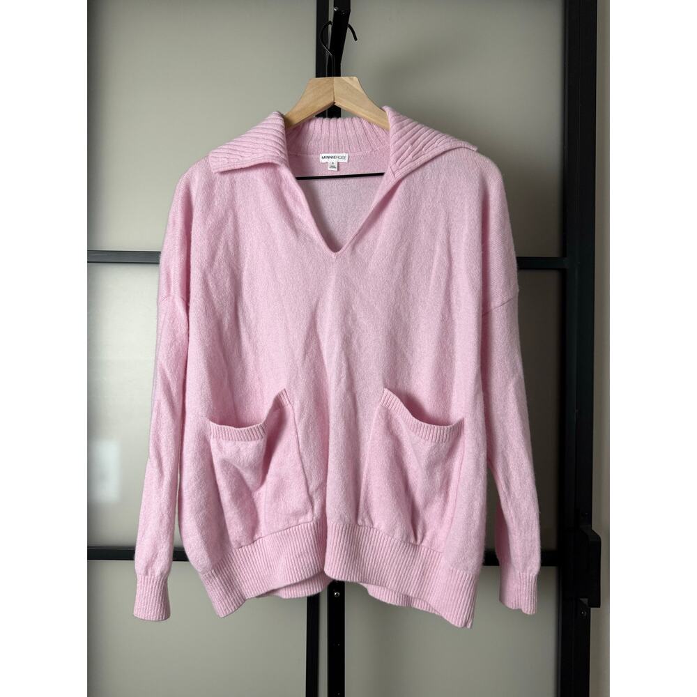 Minnie Rose 100% Cashmere Collared Sweater Size Small